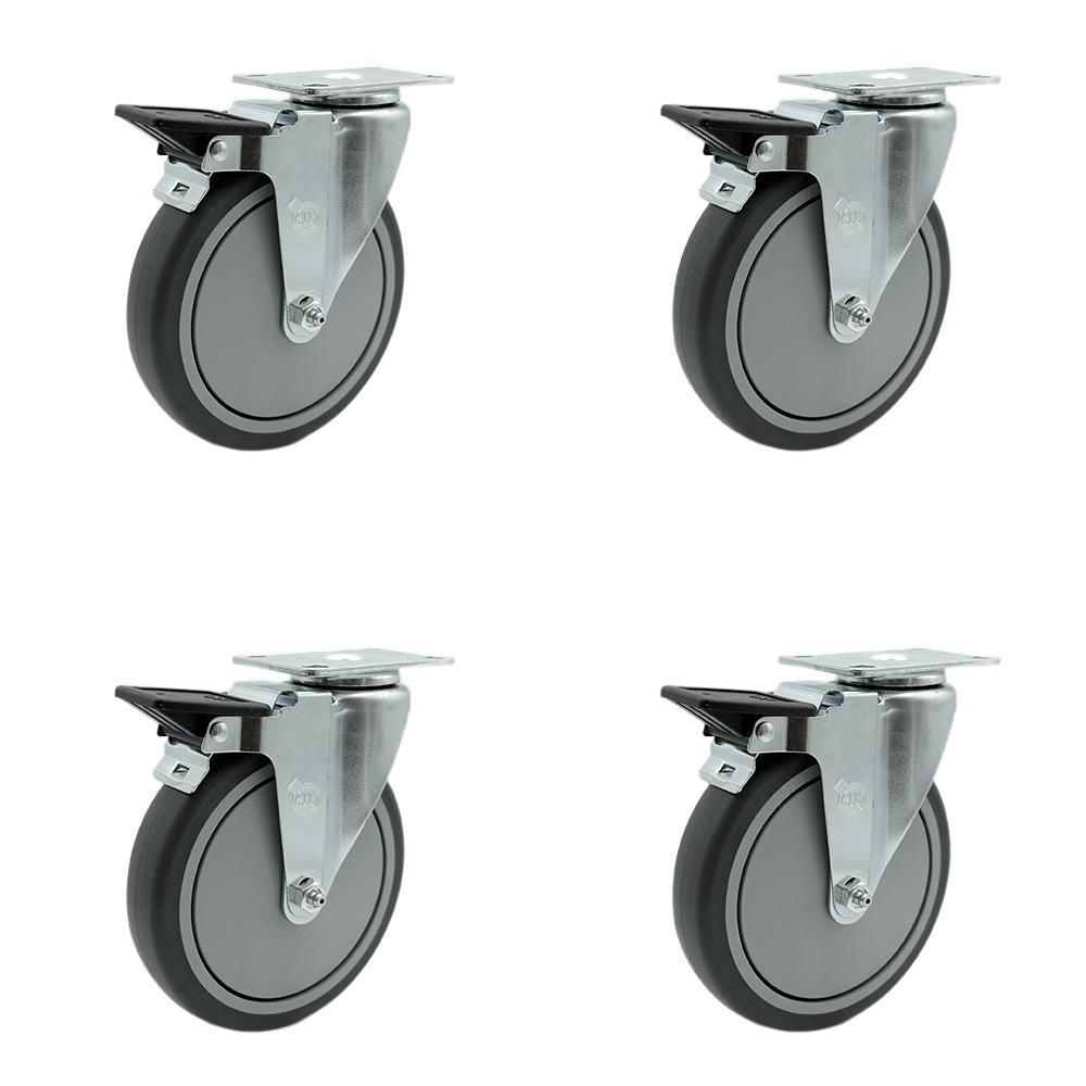 Cambro Beverage Service Cart Replacement Caster Set – Includes 4 Swivel Casters with Brakes – Set of 4 - Service Caster Brand — photo 1
