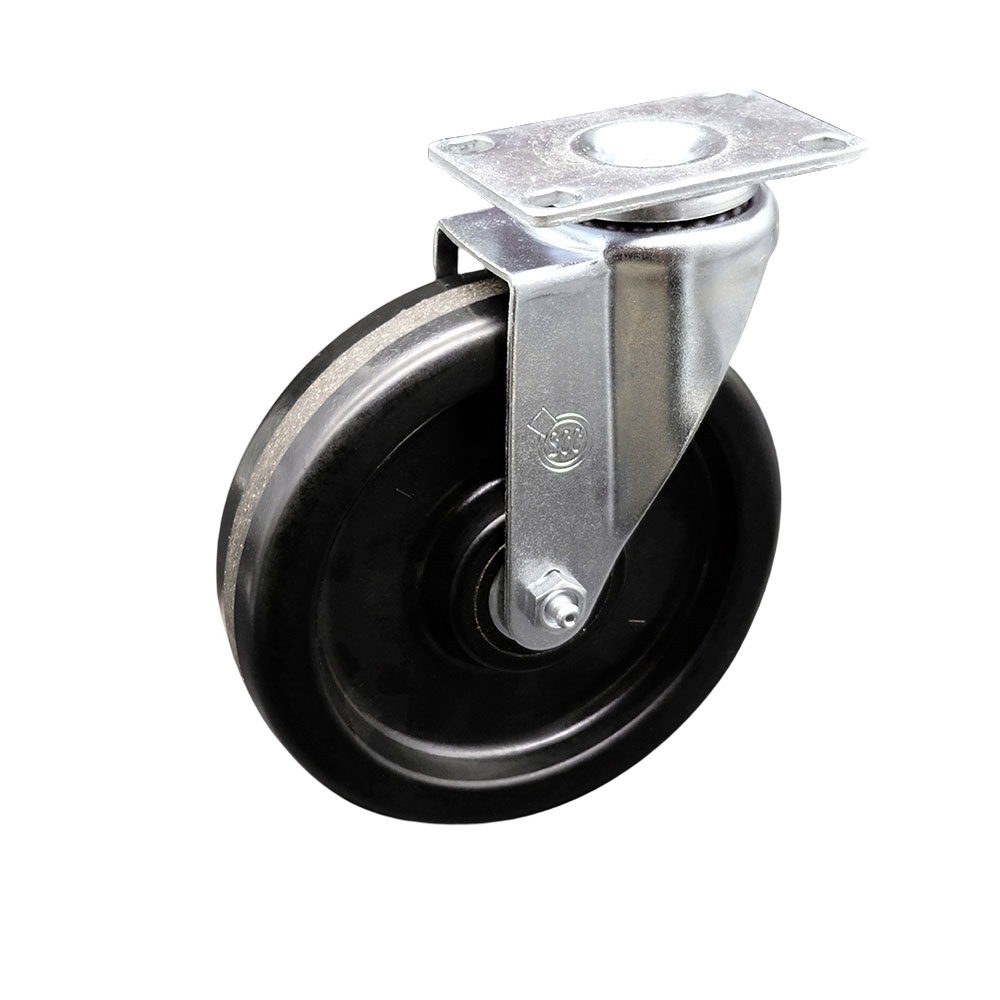 Phenolic Swivel Top Plate Swivel Caster with Roller Bearing - 6 Inch Black Wheel - 300 lbs. Capacity Per Caster - Service Caster Brand — photo 1