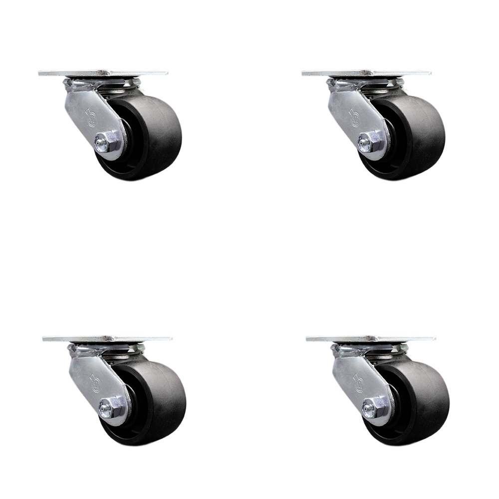 Heavy Duty Swivel Caster Set of 4 with 3.25 Inch High Temperature Glass Filled Nylon Wheels and Ball Bearings - Includes 4 Swivel - 3,600 lbs. Total Capacity - Service Caster Brand — photo 1