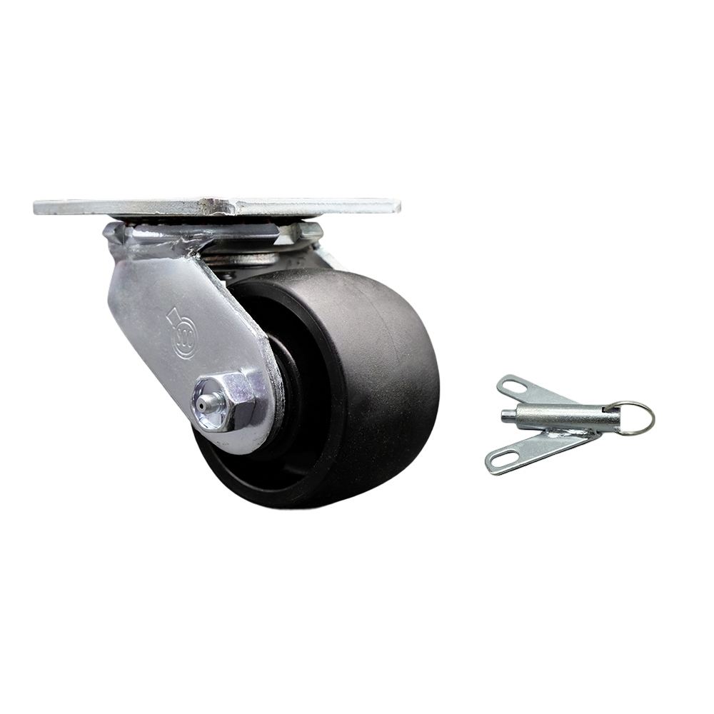 Heavy Duty Swivel Top Plate Caster with Bolt on Swivel Lock and 3.25 Inch High Temperature Glass Filled Nylon Wheel with Ball Bearings - 900 lbs. Capacity/Caster - Service Caster Brand — photo 1