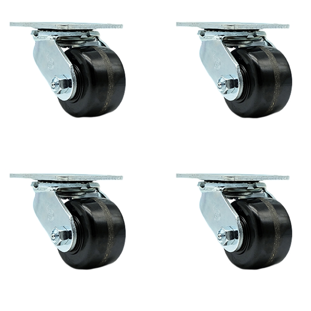 Heavy Duty Swivel Caster Set of 4 with 3.25 Inch Phenolic Wheels and Ball Bearings - Includes 4 Swivel - 2,800 lbs. Total Capacity - Service Caster Brand — photo 1