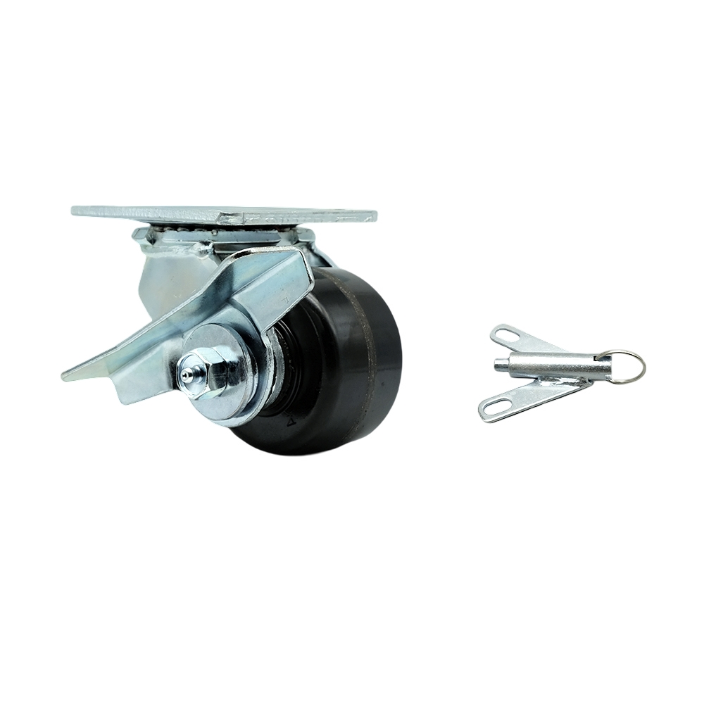 Heavy Duty Swivel Top Plate Caster with Side Lock Brake and Bolt on Swivel Lock and 3.25 Inch Phenolic Wheel with Ball Bearings - 700 lbs. Capacity/Caster - Service Caster Brand — photo 1