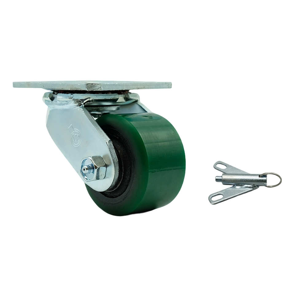 Polyurethane on Cast Iron Swivel Top Plate Heavy Duty Caster with 3.25 Inch Green Wheel and Bolt on Swivel Lock - 600 lbs. Capacity/Caster - Service Caster Brand — photo 1
