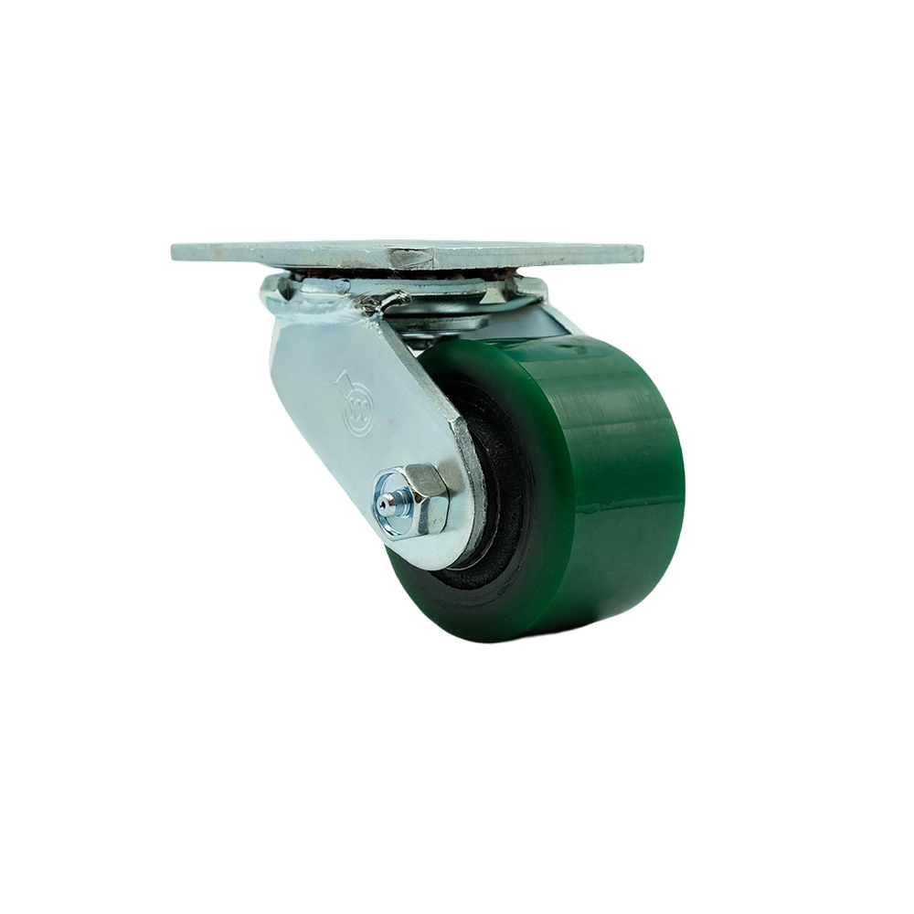 Polyurethane on Cast Iron Swivel Top Plate Heavy Duty Caster with 3.25 Inch Green Wheel - 600 lbs. Capacity/Caster - Service Caster Brand — photo 1