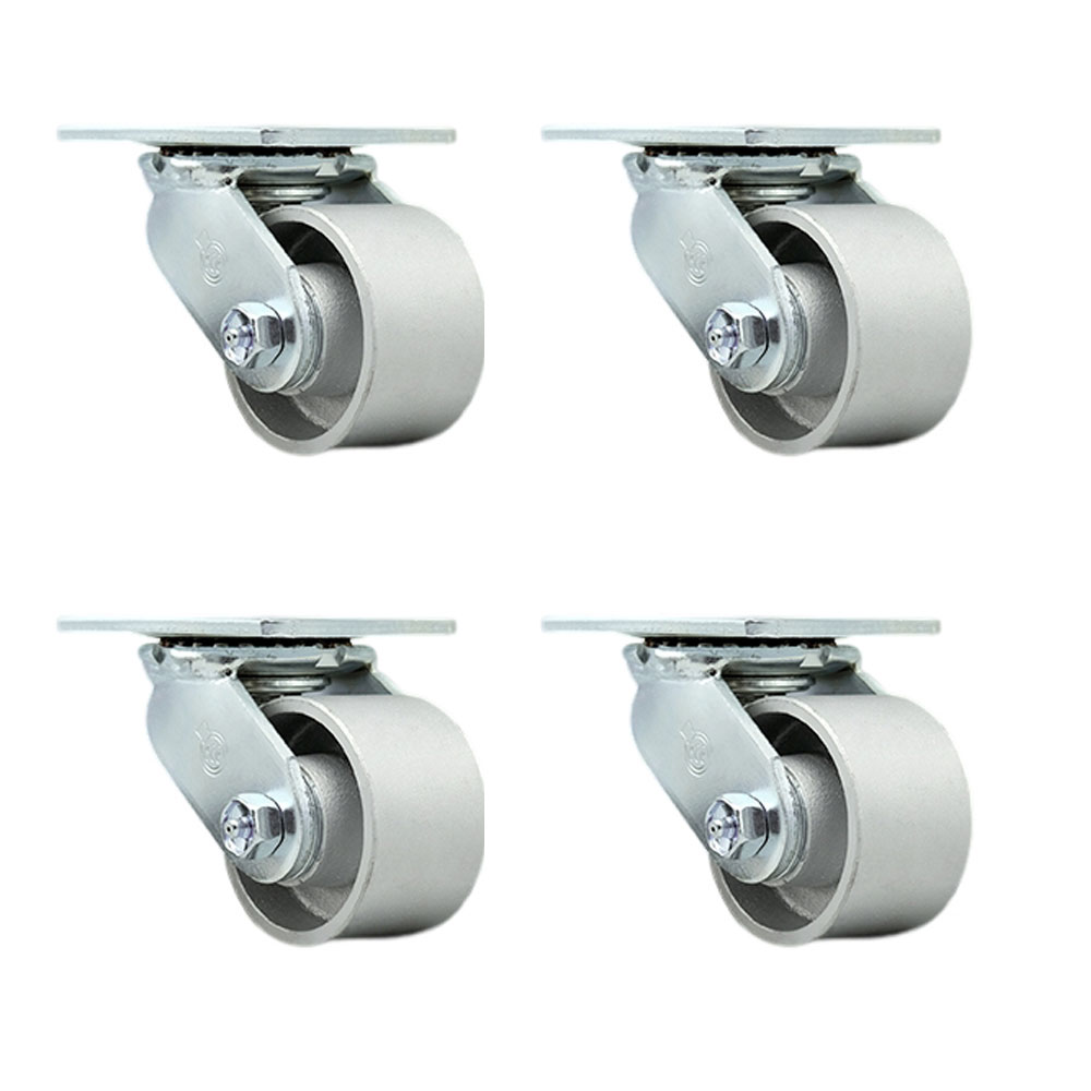 Semi Steel Cast Iron Swivel Top Plate Casters Set of 4 Heavy Duty with 3.25 Inch Wheels - Includes 4 Swivel with Bolt on Swivel Locks – 2,800 lbs. Total Capacity - Service Caster Brand — photo 1