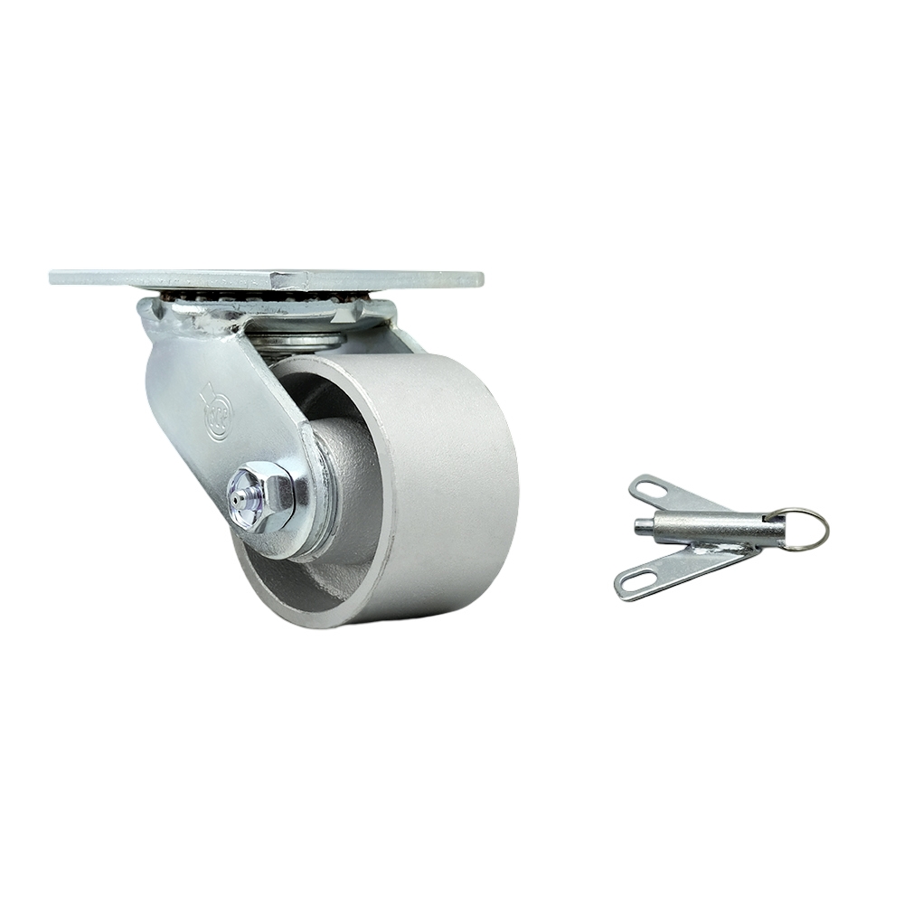 Heavy Duty Swivel Top Plate Caster with Bolt on Swivel Lock and 3.25 Inch Semi Steel Cast Iron Wheel with Ball Bearings - 700 lbs. Capacity/Caster - Service Caster Brand — photo 1