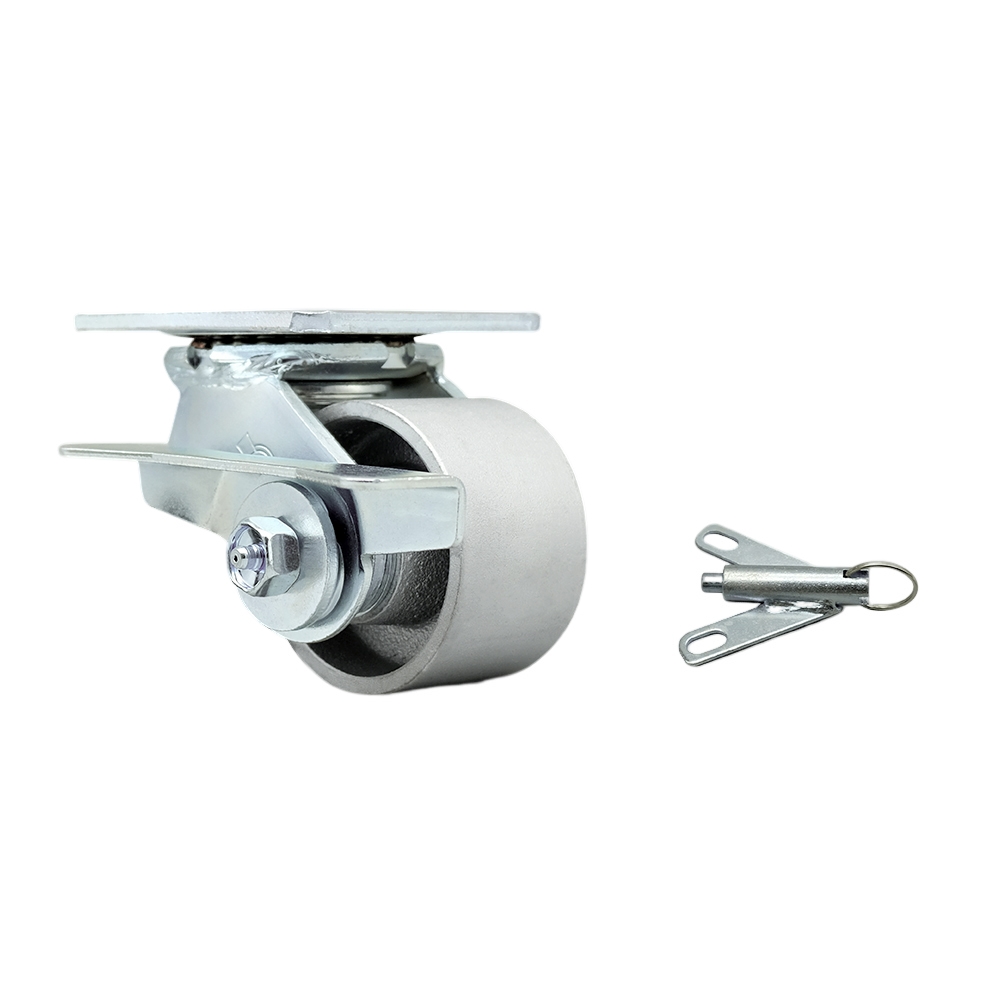 Heavy Duty Swivel Top Plate Caster with Side Lock Brake and Bolt on Swivel Lock and 3.25 Inch Semi Steel Cast Iron Wheel with Bronze Bearings - 700 lbs. Capacity/Caster - Service Caster Brand — photo 1