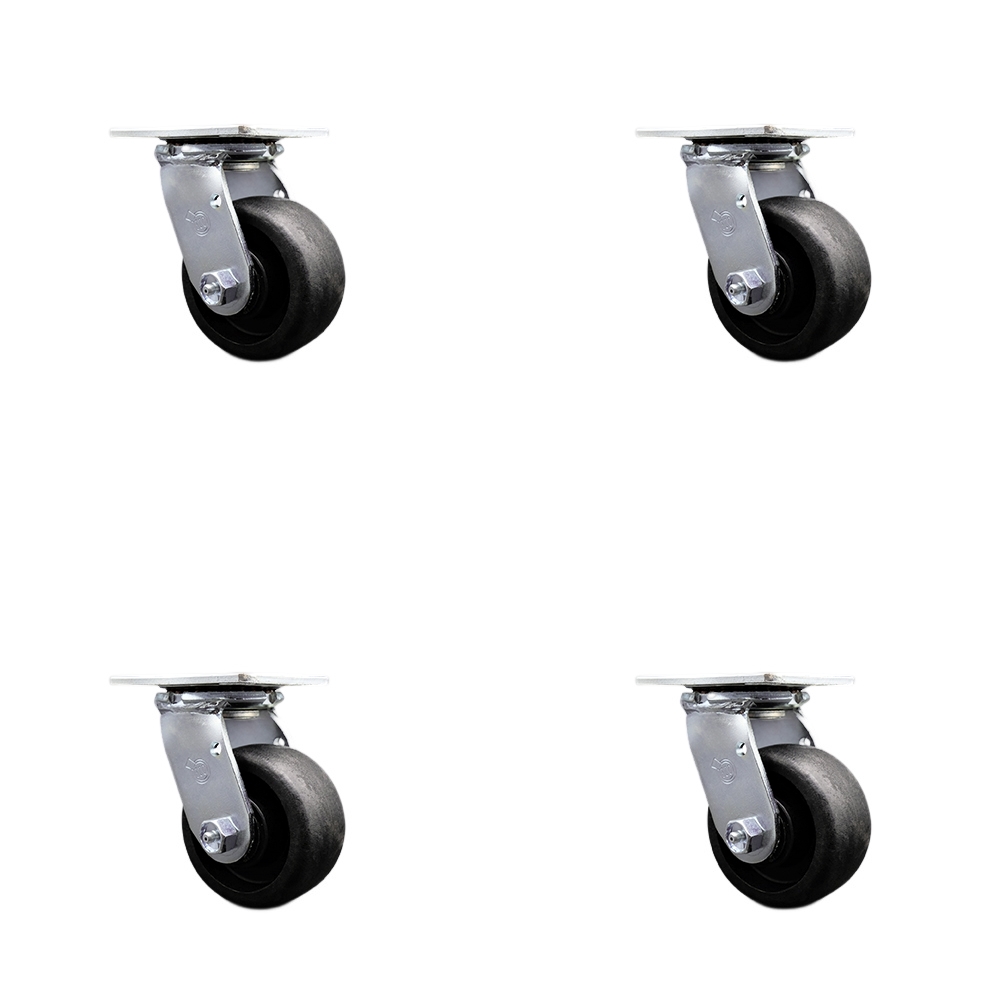 Glass Filled Nylon Swivel Top Plate Casters Set of 4 Heavy Duty with 4 Inch Wheels - Includes 4 Swivel with Bolt on Swivel Locks – 4,800 lbs. Total Capacity - Service Caster Brand — photo 1