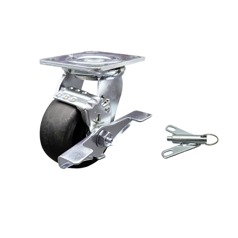 Glass Filled Nylon Swivel Top Plate Heavy Duty Caster with 4 Inch Wheel and Top Lock Brake and Bolt on Swivel Lock – 1,200 lbs. Capacity/Caster - Service Caster Brand — photo 1