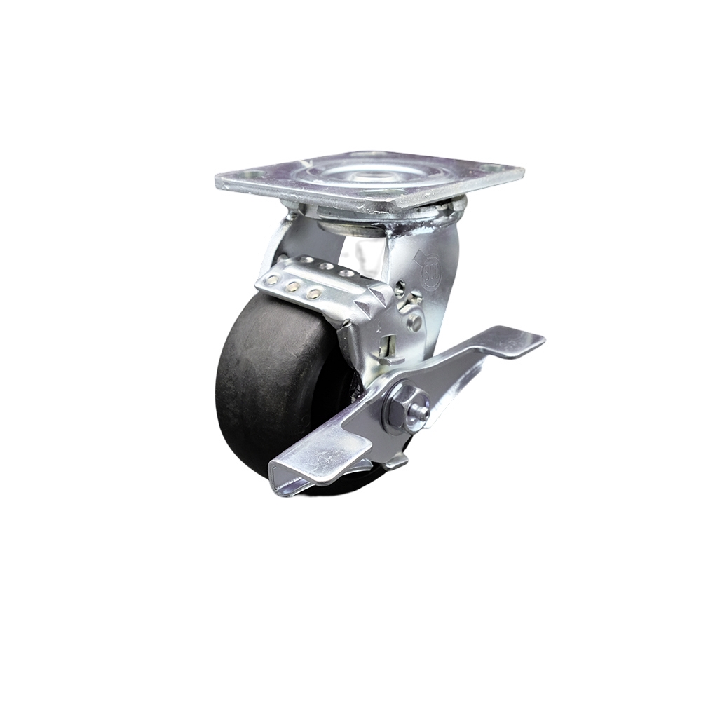 4" Heavy Duty Swivel Caster with Glass Filled Nylon Wheel and Brake - 1,200 lbs Capacity - Service Caster Brand — photo 1