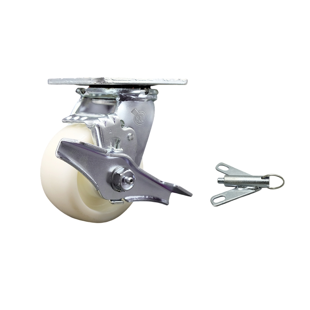 Nylon Swivel Top Plate Heavy Duty Caster with 4 Inch Wheel and Top Lock Brake and Bolt on Swivel Lock – 800 lbs. Capacity/Caster - Service Caster Brand — photo 1