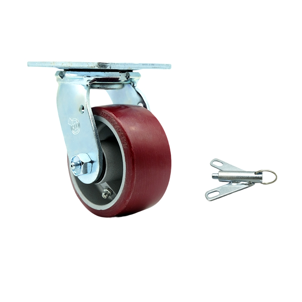 Service Caster Brand Replacement for McMaster Carr Caster 30305T193 – Swivel Top Plate Caster with 4 Inch Polyurethane on Aluminum Wheel and Bolt on Swivel Lock – 700 lbs. Capacity Per Caster — photo 1