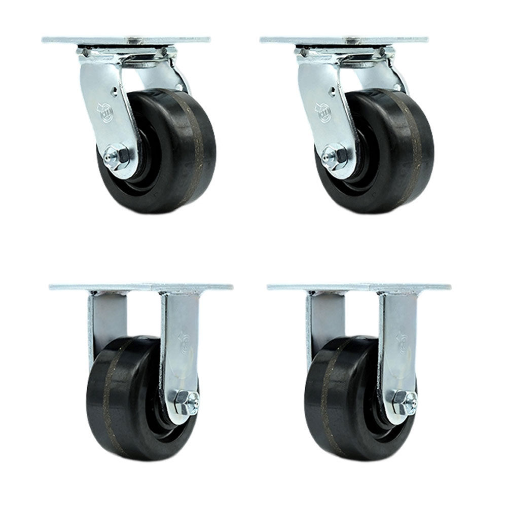 CRSL4 Greenlee GMX Cart Caster Set – MA6065 GMX Material Cart - Heavy Duty Replacement – Black Phenolic Wheel – Includes 2 Swivel Casters & 2 Rigid Casters - Set of 4 - Service Caster Brand — photo 1