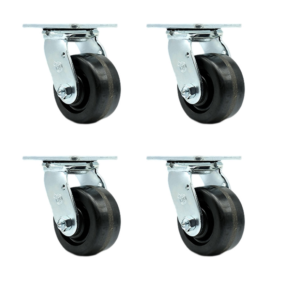 Heavy Duty Swivel Caster Set of 4 with 4 Inch Phenolic Wheels and Ball Bearings - Includes 4 Swivel - 3,200 lbs. Total Capacity - Service Caster Brand — photo 1