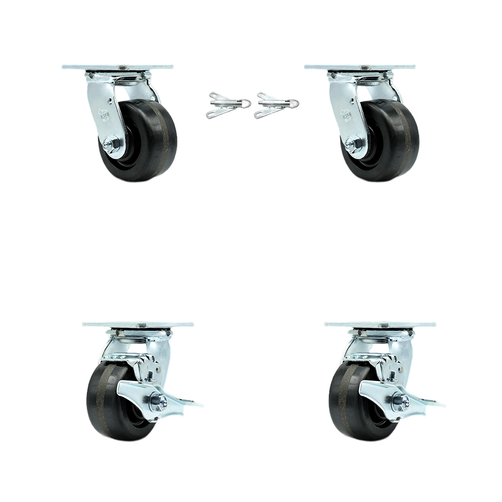 CRSL4 Greenlee GMX Cart Caster Set – MA6065 GMX Material Cart - Heavy Duty Replacement – 2 Swivel Casters with Bolt-On Swivel Locks & 2 Swivel Casters with Brakes - Set of 4 - Service Caster Brand — photo 1