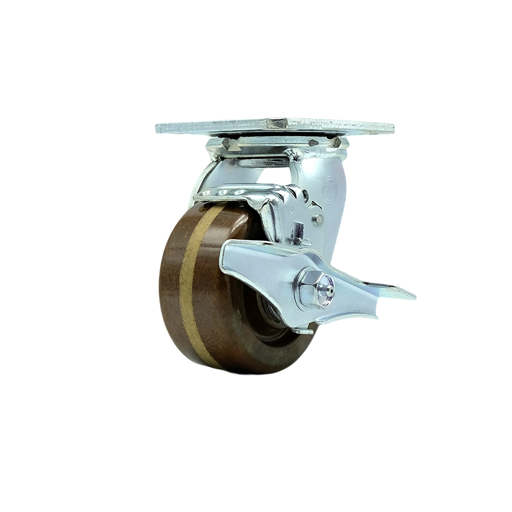High Temperature Phenolic Swivel Top Plate Heavy Duty Caster with 4 Inch Wheel and Top Lock Brake – 800 lbs. Capacity/Caster - Service Caster Brand — photo 1