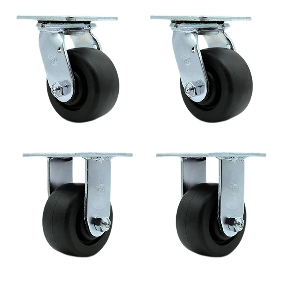 Polyolefin Swivel Top Plate Casters Set of 4 Heavy Duty with 4 Inch Wheels - Includes 2 Swivel and 2 Rigid – 2,000 lbs. Total Capacity - Service Caster Brand — photo 1