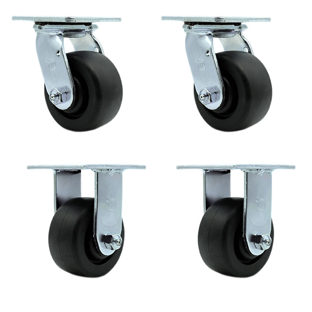 Polyolefin Swivel Top Plate Casters Set of 4 Heavy Duty with 4 Inch Wheels - Includes 2 Swivel with Bolt on Swivel Locks and 2 Rigid – 2,000 lbs. Total Capacity - Service Caster Brand — photo 1