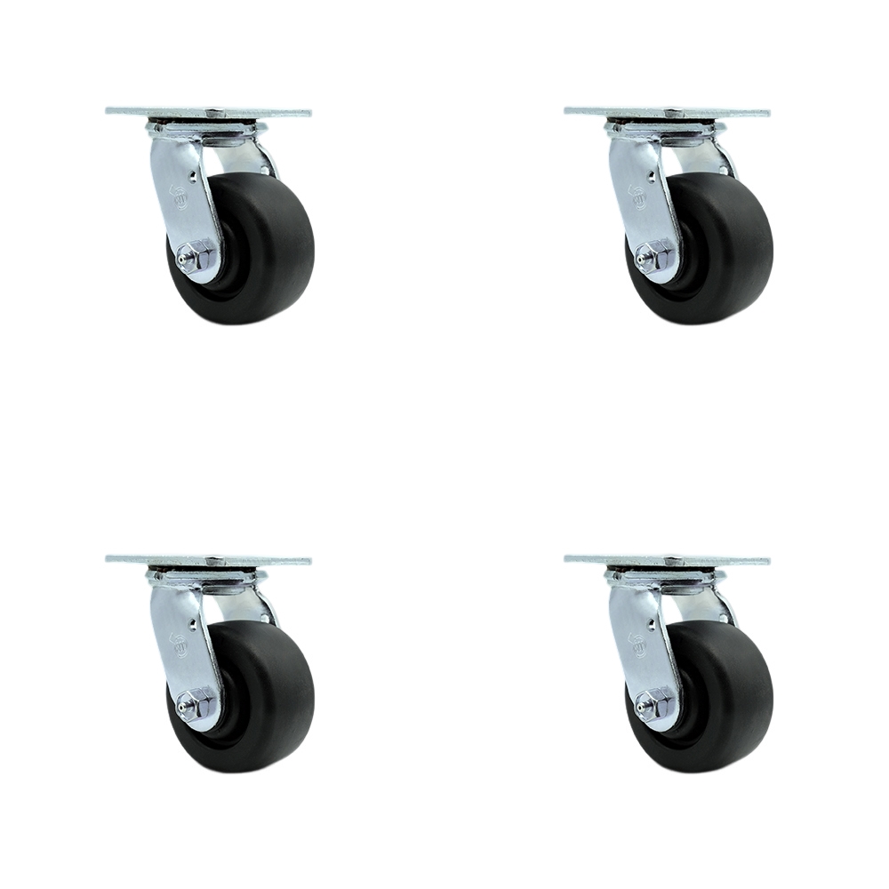 Polyolefin Swivel Top Plate Casters Set of 4 Heavy Duty with 4 Inch Wheels - Includes 4 Swivel with Bolt on Swivel Locks – 2,000 lbs. Total Capacity - Service Caster Brand — photo 1