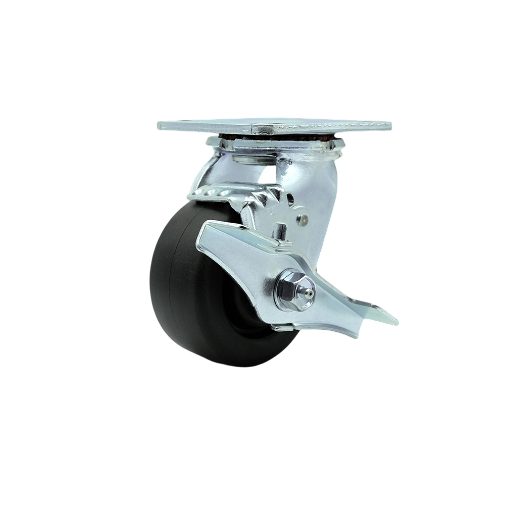 4" Heavy Duty Swivel Caster with Polyolefin Wheel and Brake - 500 lbs Capacity - Service Caster Brand — photo 1