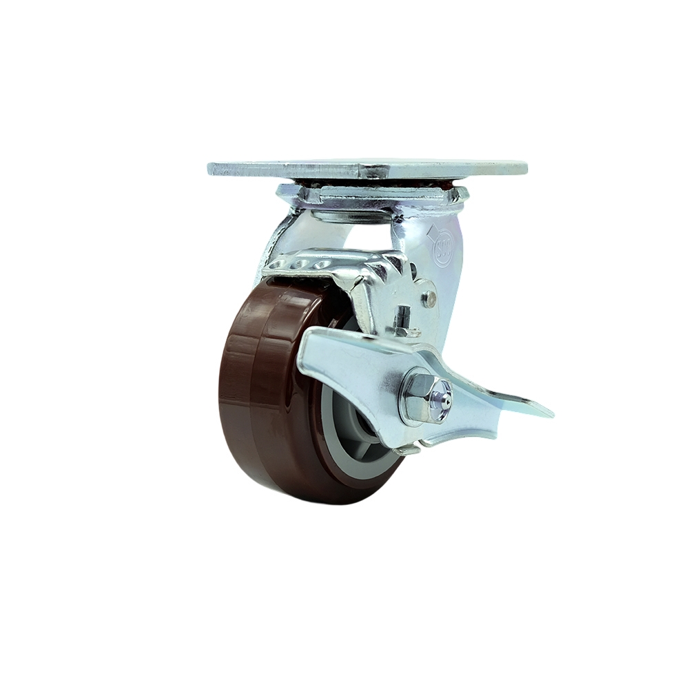 Service Caster Brand Replacement Caster for Uline Caster H-6612SWB - Swivel Top Plate Caster with 4 Inch Polyurethane Wheel and Top Lock Brake - Fits Platform, U-Boat and Panel Trucks H-4168 — photo 1
