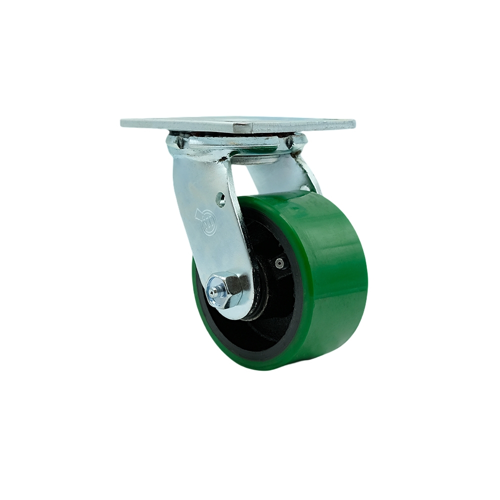 4" Heavy Duty Swivel Caster with Green Polyurethane on Iron Wheel - 700 lbs Capacity - Service Caster Brand — photo 1