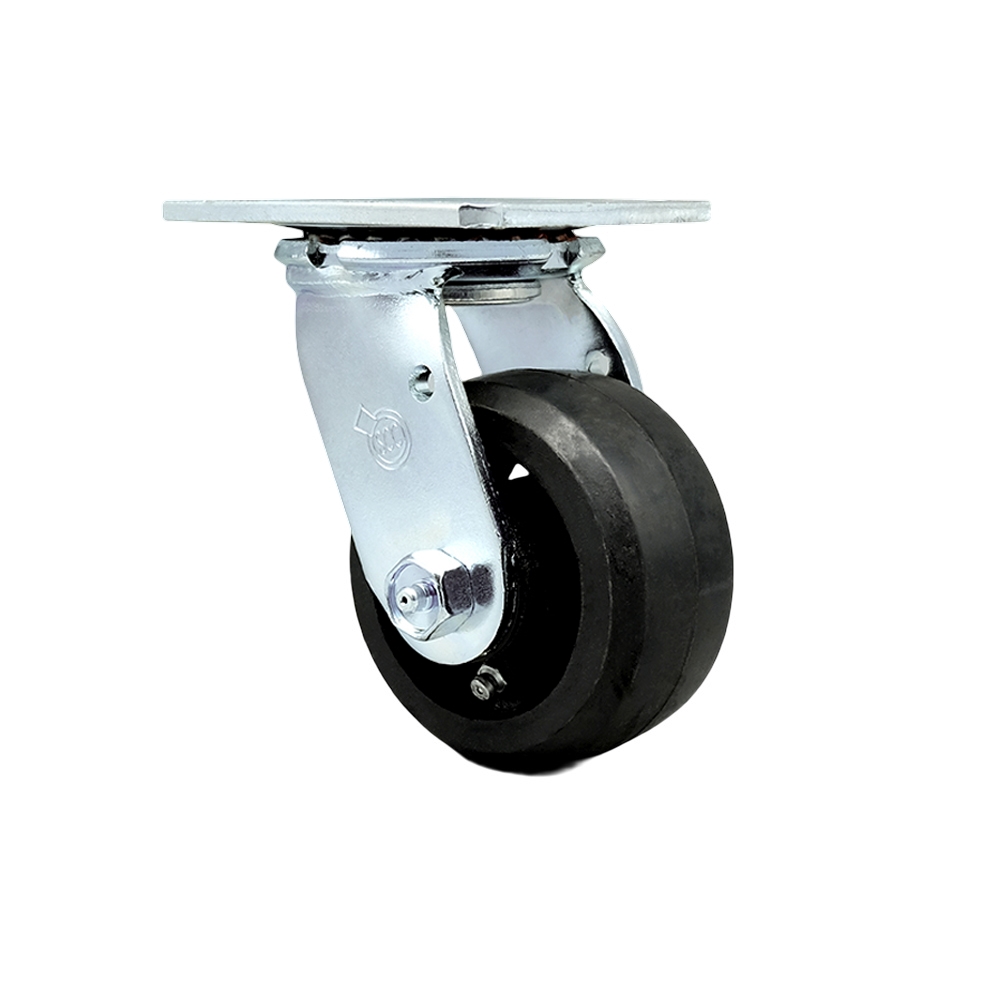 Heavy Duty Swivel Top Plate Caster with Bolt on Swivel Lock and 4 Inch Rubber on Metal Wheel with Ball Bearings - 400 lbs. Capacity/Caster - Service Caster Brand — photo 1