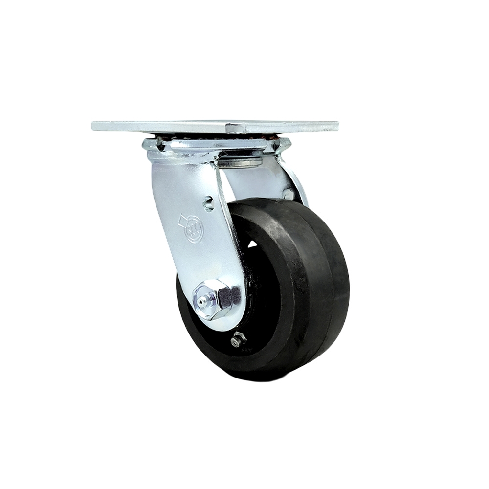 Rubber on Metal Swivel Top Plate Heavy Duty Caster with 4 Inch Wheel and Bolt on Swivel Lock – 400 lbs. Capacity/Caster - Service Caster Brand — photo 1
