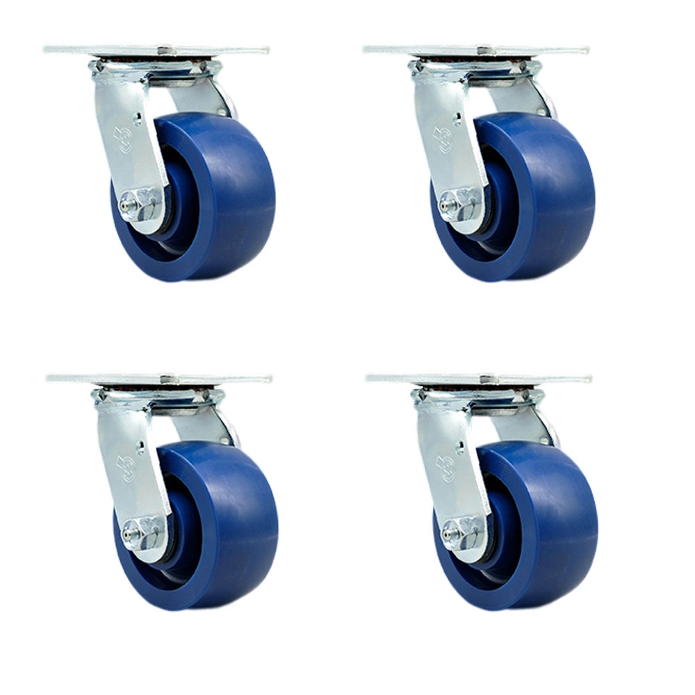 Heavy Duty Swivel Caster Set of 4 with 4 Inch Solid Polyurethane Wheels and Ball Bearings - Includes 4 Swivel - 2,800 lbs. Total Capacity - Service Caster Brand — photo 1