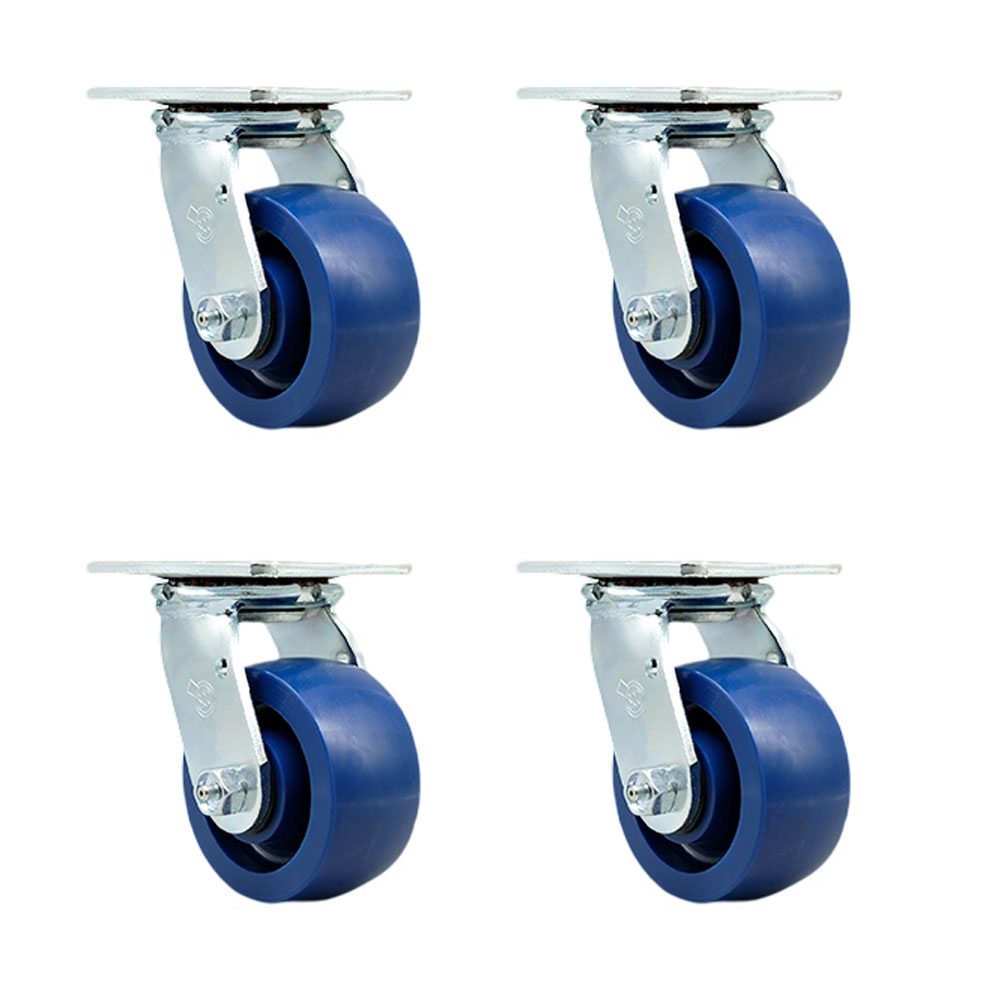 Heavy Duty Swivel Caster Set of 4 with 4 Inch Solid Polyurethane Wheels and Ball Bearings - Includes 4 Swivel with Bolt on Swivel Locks - 2,800 lbs. Total Capacity - Service Caster Brand — photo 1