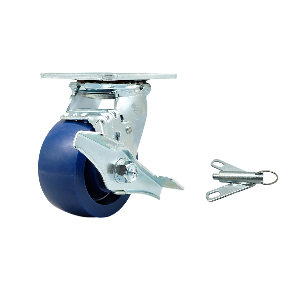 Solid Polyurethane Swivel Top Plate Heavy Duty Caster with 4 Inch Wheel and Top Lock Brake and Bolt on Swivel Lock – 700 lbs. Capacity/Caster - Service Caster Brand — photo 1