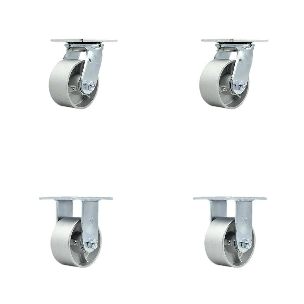 Service Caster Brand Replacement Set for Hippo Hopper Casters SC4-2-SET - Top Plate Caster with 4 Inch Semi Steel Cast Iron Wheel - Includes 2 Swivel & 2 Rigid - 4,000 lbs. Total Capacity — photo 1
