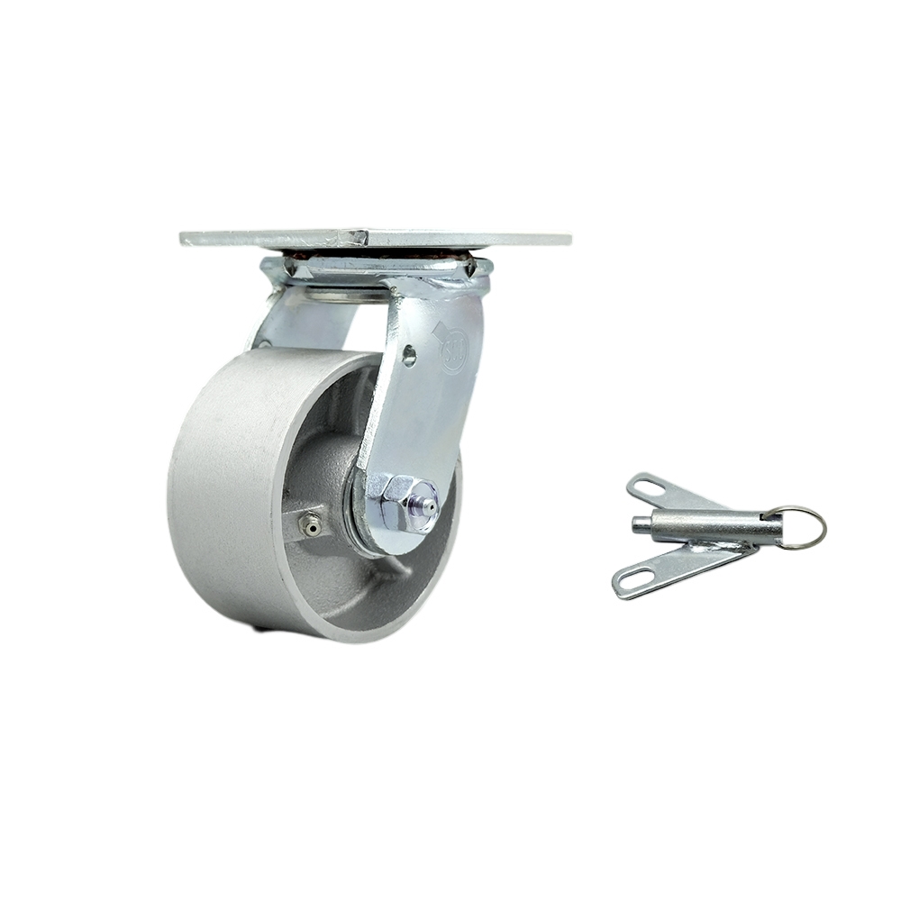 Heavy Duty Swivel Top Plate Caster with Bolt on Swivel Lock and 4 Inch Semi Steel Cast Iron Wheel with Bronze Bearings - 1,000 lbs. Capacity/Caster - Service Caster Brand — photo 1