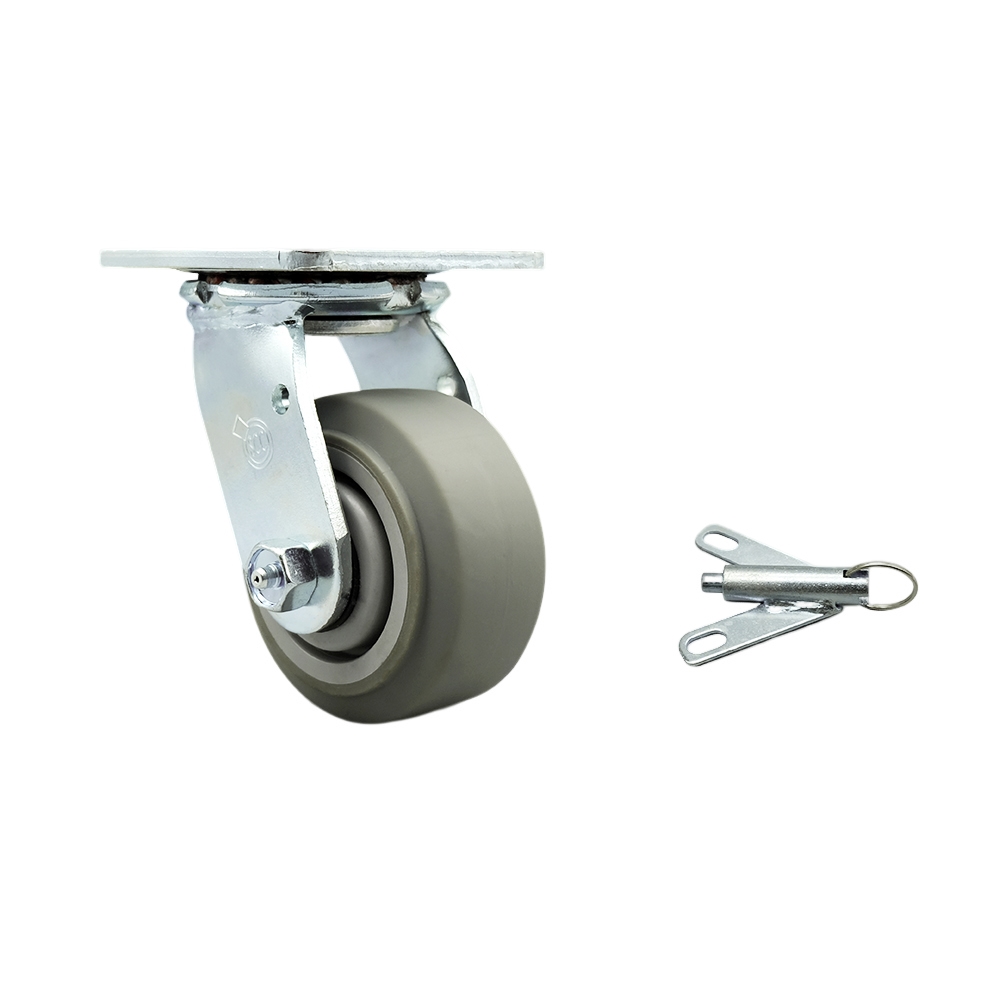 Service Caster Brand Replacement for McMaster Carr Caster 30305T561 – Swivel Top Plate Caster with 4 Inch Thermoplastic Rubber Flat Tread Gray Wheel and Bolt On Swivel Lock - 300 lbs. — photo 1