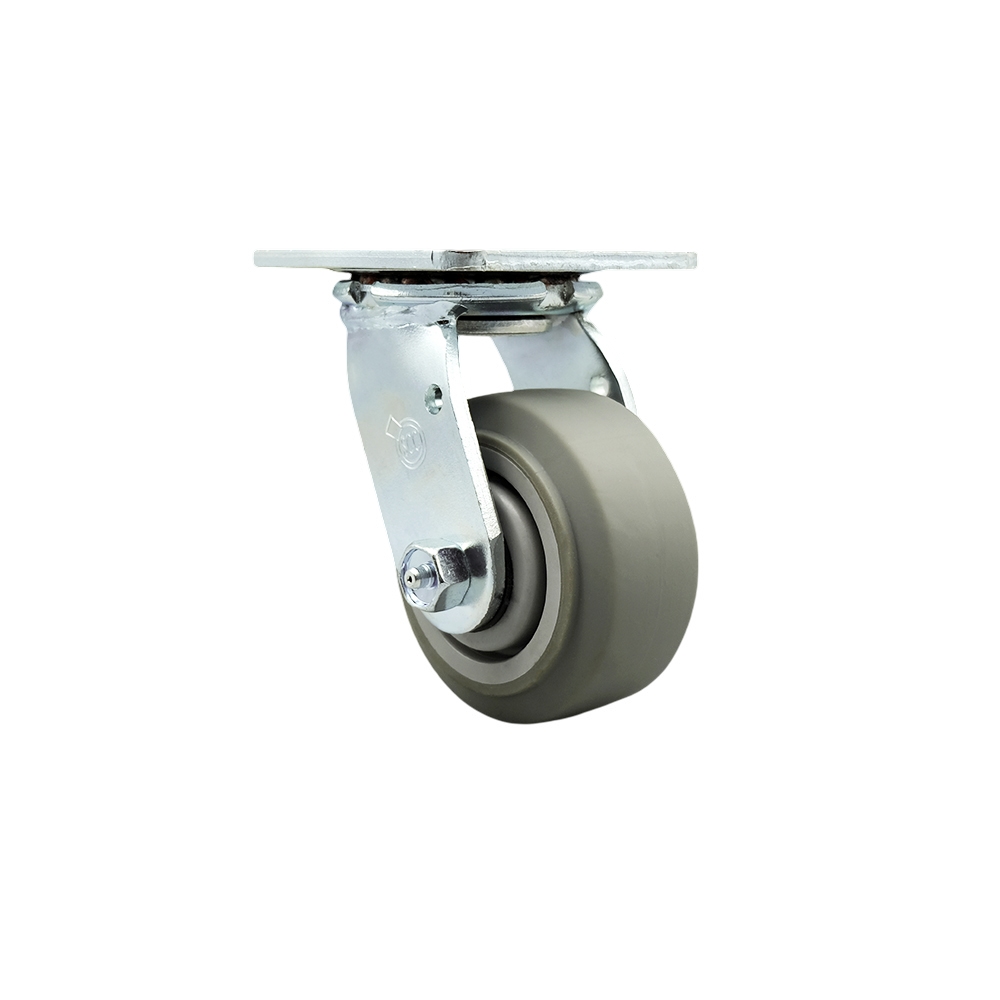 Heavy Duty Swivel Top Plate Caster with 4 Inch Thermoplastic Rubber Flat Tread Wheel and Ball Bearings - 300 lbs. Capacity/Caster - Service Caster Brand — photo 1