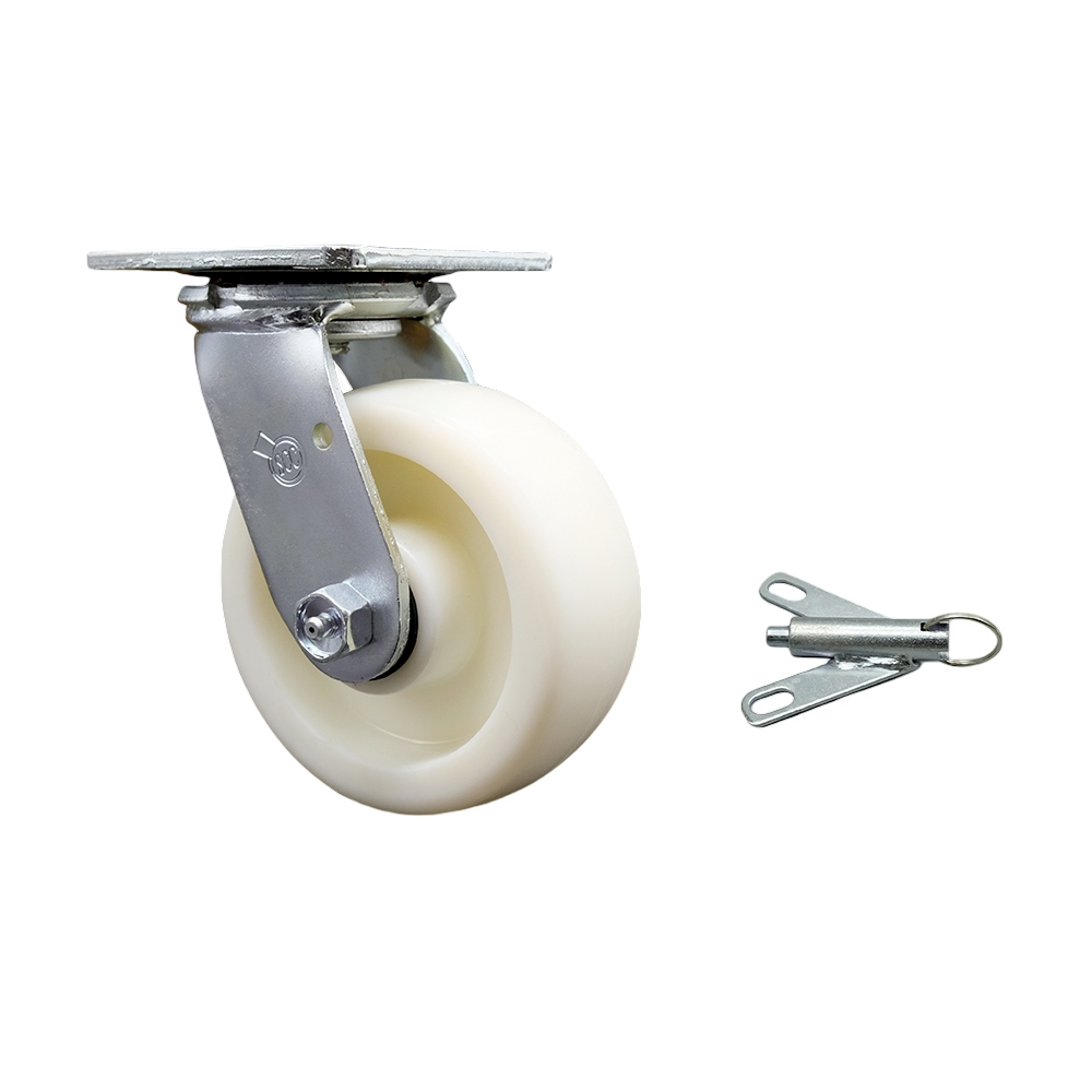 Heavy Duty Swivel Top Plate Caster with Bolt on Swivel Lock and 5 Inch Nylon Wheel with Ball Bearings - 900 lbs. Capacity/Caster - Service Caster Brand — photo 1