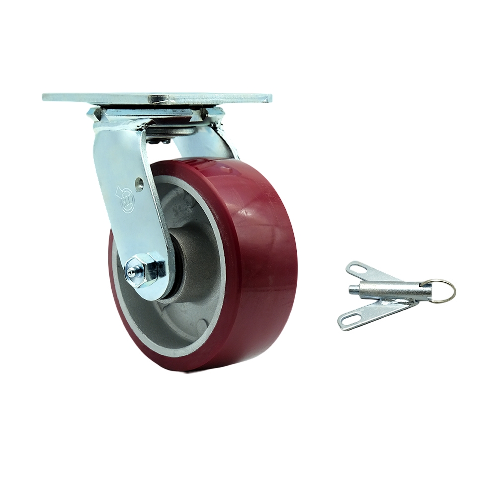 Polyurethane on Aluminum Swivel Top Plate Heavy Duty Caster with 5 Inch Wheel and Bolt on Swivel Lock – 900 lbs. Capacity/Caster - Service Caster Brand — photo 1