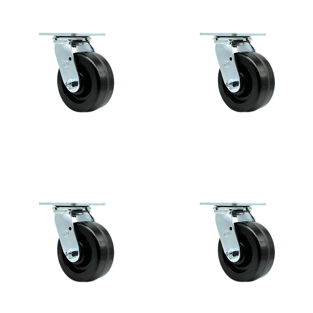 Service Caster Brand Replacement for Bassick 5ES8-7 Replacement Swivel Caster Set of 4 - 5 Inch Black Phenolic Wheels – 1,000 lbs. Capacity Per Caster — photo 1