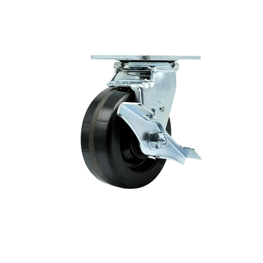 5" Heavy Duty Swivel Caster with Phenolic Wheel and Brake - 1,000 lbs Capacity - Service Caster Brand — photo 1