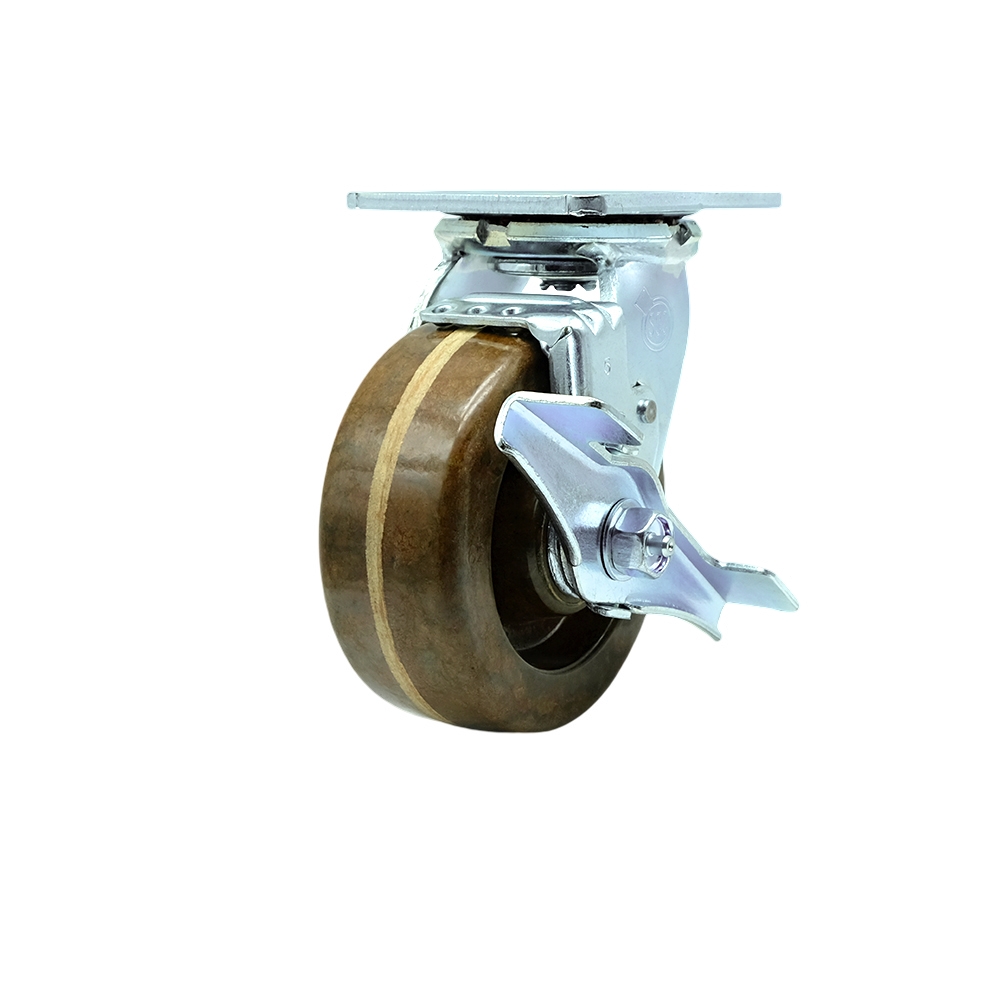 High Temperature Phenolic Swivel Top Plate Heavy Duty Caster with 5 Inch Wheel and Top Lock Brake – 1,000 lbs. Capacity/Caster - Service Caster Brand — photo 1