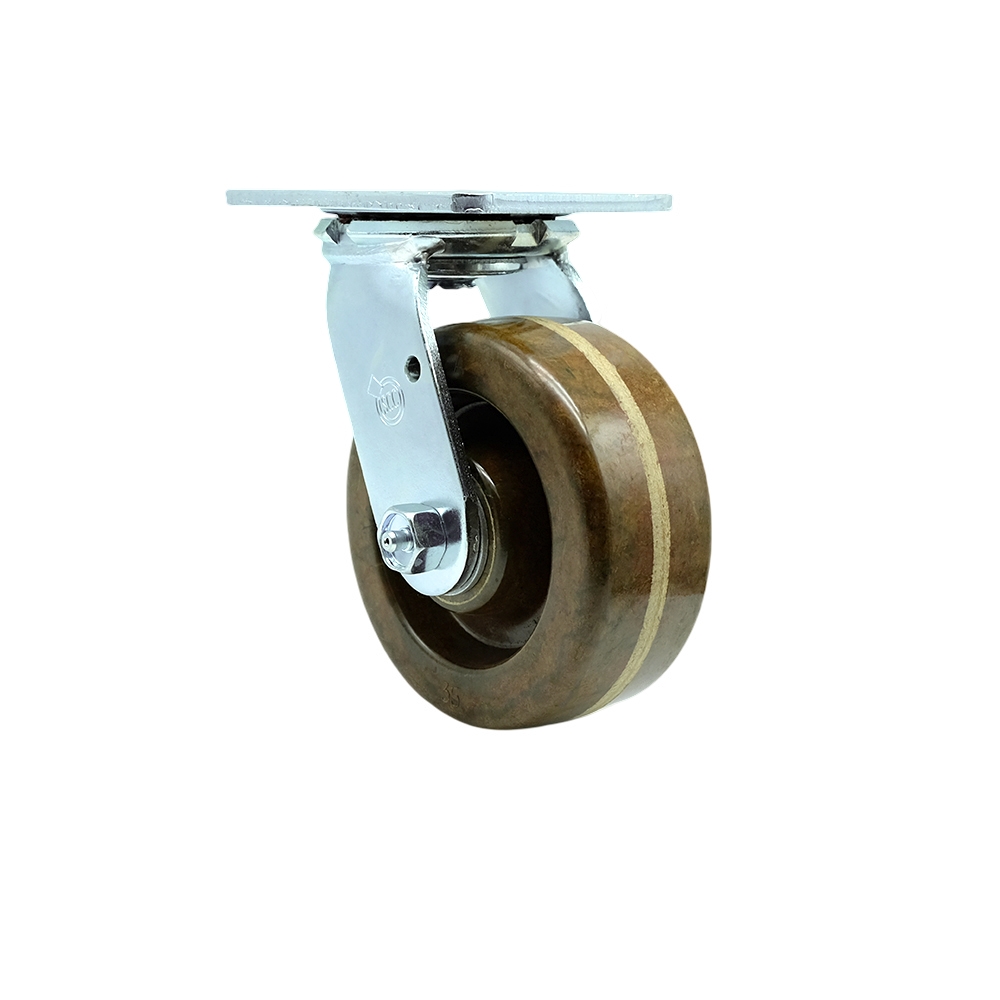 Heavy Duty Swivel Top Plate Caster with 5 Inch High Temperature Phenolic Wheel and Bronze Bearings - 1,000 lbs. Capacity/Caster - Service Caster Brand — photo 1
