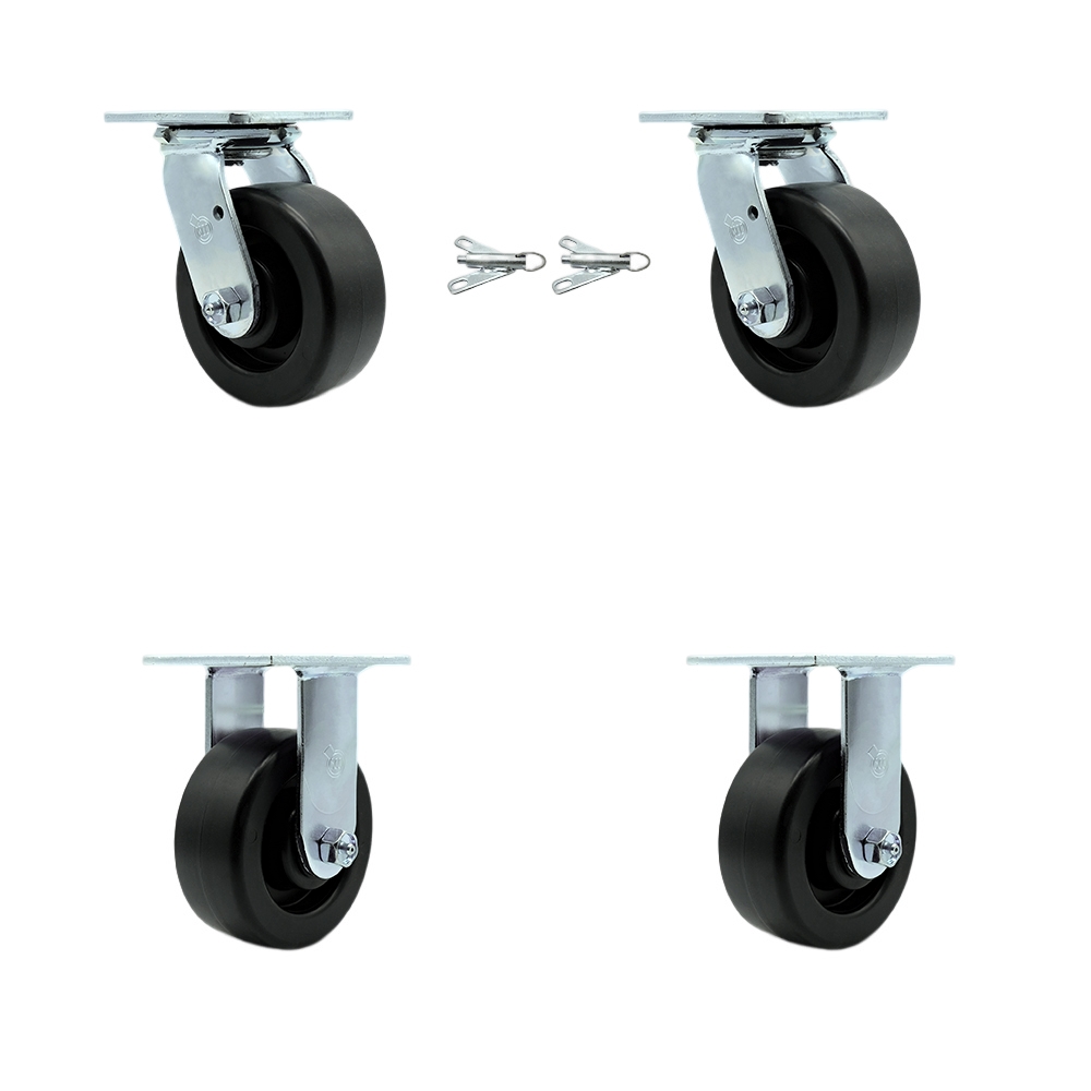 Heavy Duty Swivel Caster Set of 4 with 5 Inch Polyolefin Wheels and Ball Bearings - Includes 2 Swivel with Bolt on Swivel Locks and 2 Rigid - 2,600 lbs. Total Capacity - Service Caster Brand — photo 1