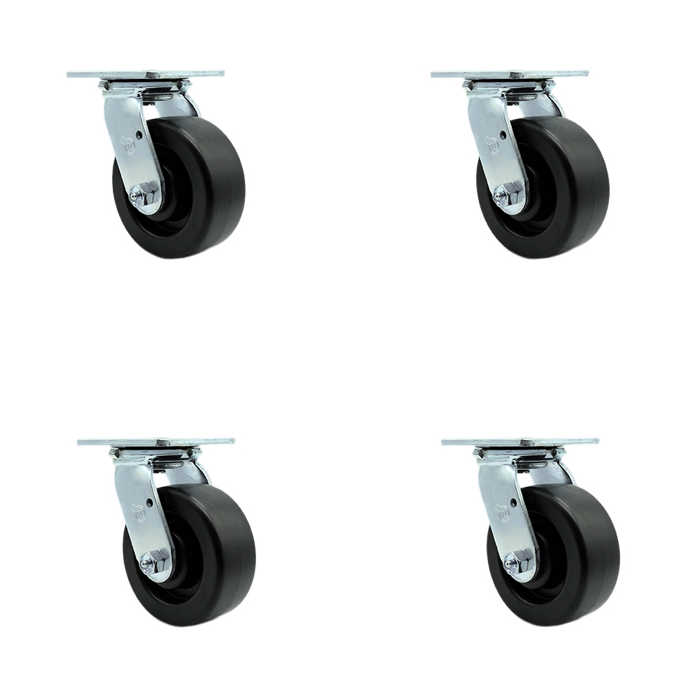 Heavy Duty Swivel Caster Set of 4 with 5 Inch Polyolefin Wheels and Ball Bearings - Includes 4 Swivel with Bolt on Swivel Locks - 2,600 lbs. Total Capacity - Service Caster Brand — photo 1