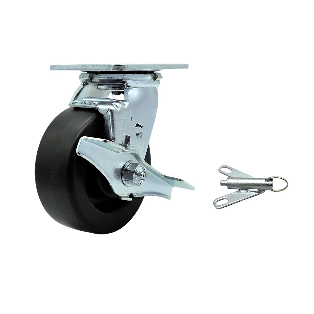 Polyolefin Swivel Top Plate Heavy Duty Caster with 5 Inch Wheel and Top Lock Brake and Bolt on Swivel Lock – 650 lbs. Capacity/Caster - Service Caster Brand — photo 1