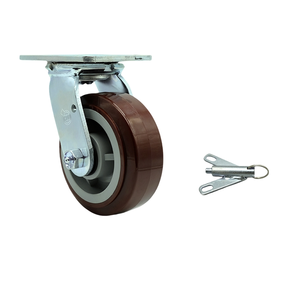 Polyurethane Swivel Top Plate Heavy Duty Caster with 5 Inch Wheel and Bolt on Swivel Lock – 750 lbs. Capacity/Caster - Service Caster Brand — photo 1