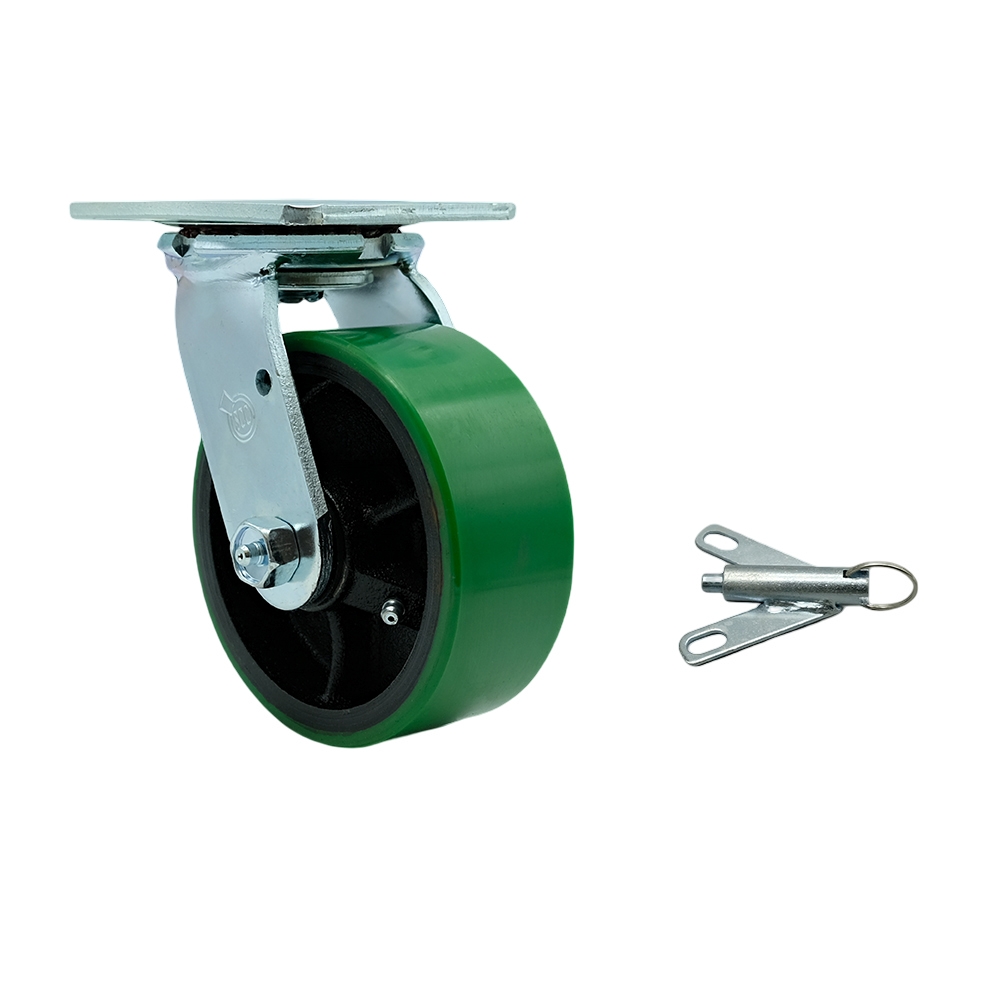 Polyurethane on Cast Iron Swivel Top Plate Heavy Duty Caster with 5 Inch Green Wheel and Bolt on Swivel Lock – 1,000 lbs. Capacity/Caster - Service Caster Brand — photo 1