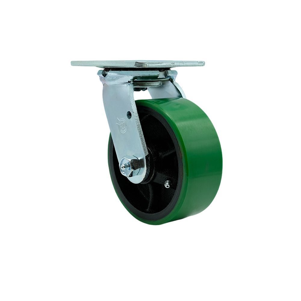 5" Heavy Duty Swivel Caster with Green Polyurethane on Iron Wheel - 1,000 lbs Capacity - Service Caster Brand — photo 1