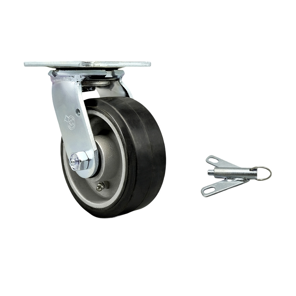 Stainless Steel Rubber on Aluminum Swivel Top Plate Heavy Duty Caster with 5 Inch Wheel and Bolt on Swivel Lock – 500 lbs. Capacity/Caster - Service Caster Brand — photo 1