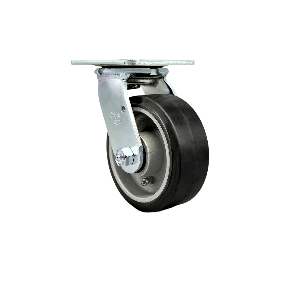 Stainless Steel Rubber on Aluminum Swivel Top Plate Heavy Duty Caster with 5 Inch Wheel – 500 lbs. Capacity/Caster - Service Caster Brand — photo 1