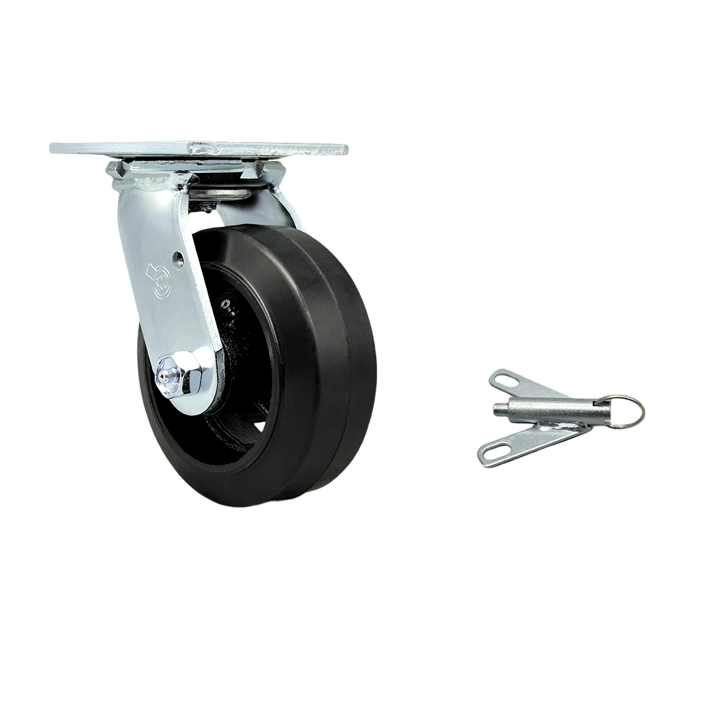 Rubber on Metal Swivel Top Plate Heavy Duty Caster with 5 Inch Wheel and Bolt on Swivel Lock – 400 lbs. Capacity/Caster - Service Caster Brand — photo 1